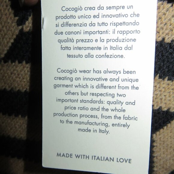 Cocogio Italian Wool Alpaca Blend Open Front Sweater Coat Black & Tan sz M/L NWT - Picture 6 of 10